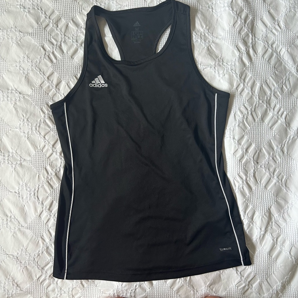 Adidas Women's Black Tank Top with White Accents